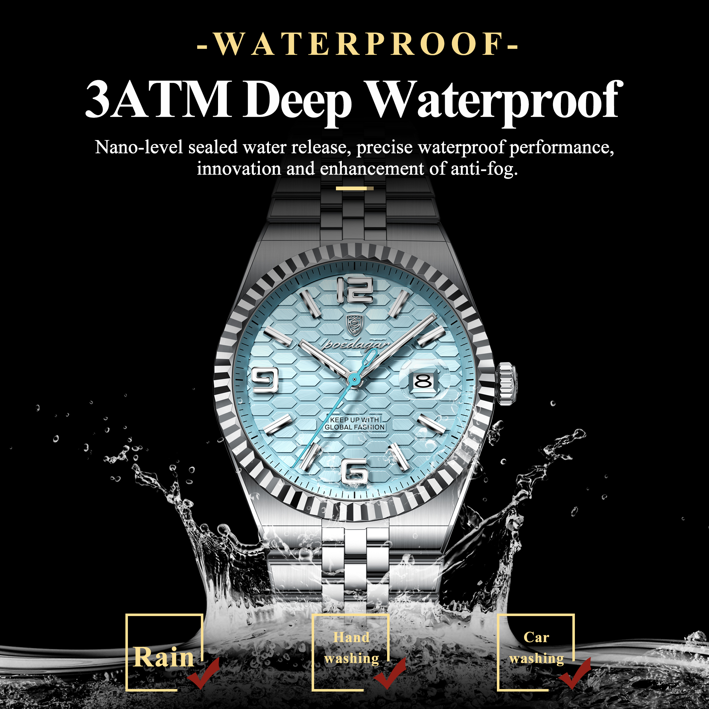 POEDAGAR High Quality Original Men Clock Waterproof Luminous Date Luxury Man Watch Stainless Steel Quartz Men's Watches Male+Box