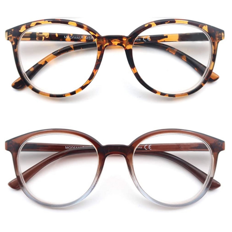 MODFANS Oversized Reading Glasses For Women and men,Classic Round Sunglasses Readers Frame with Spring Hinge +0.5 ~ +4.0