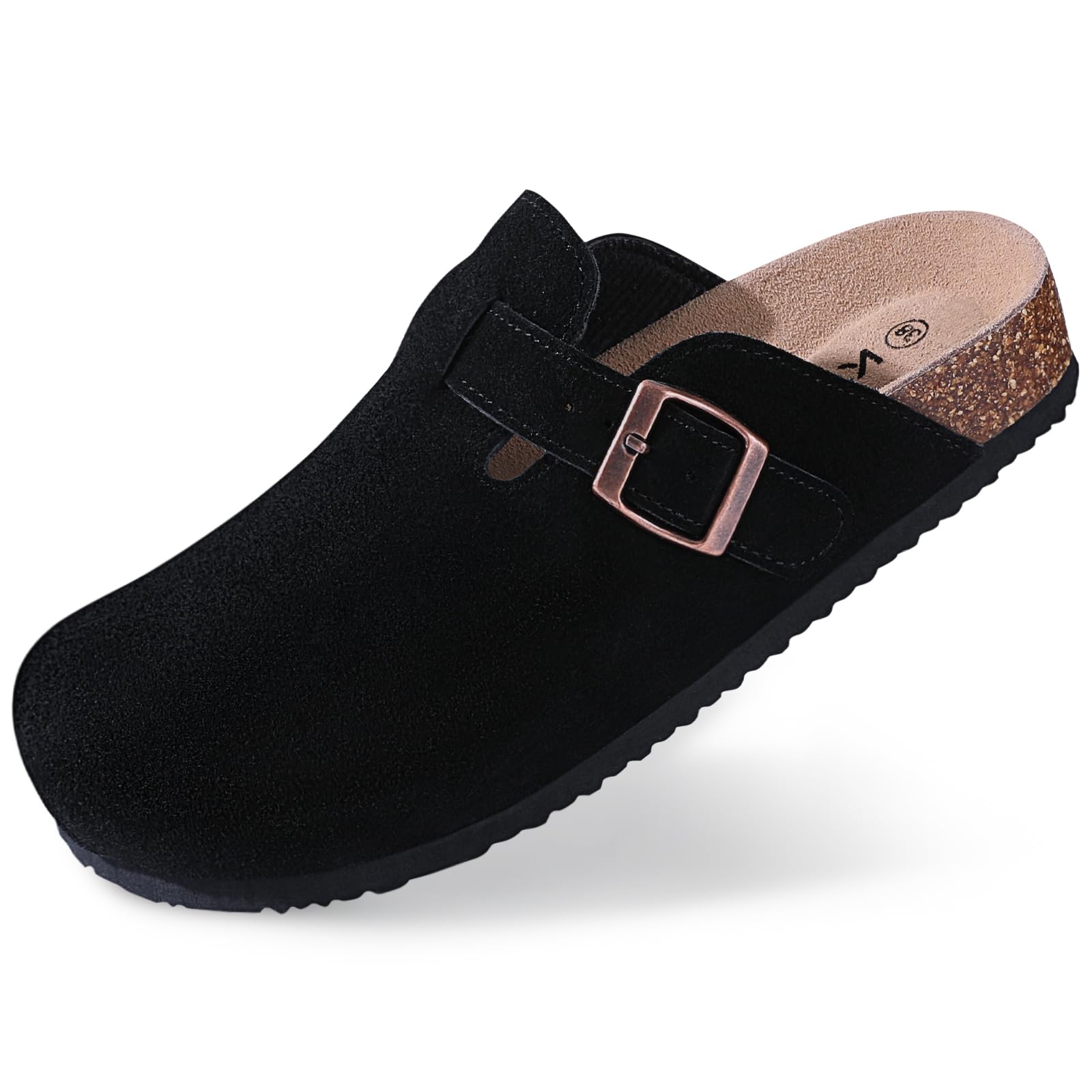 KIDMI Suede Clogs for Women Men Mules Cork Footbed Sandals With Arch Support Fashion Nonslip Outdoor Beach Slippers Home Shoes