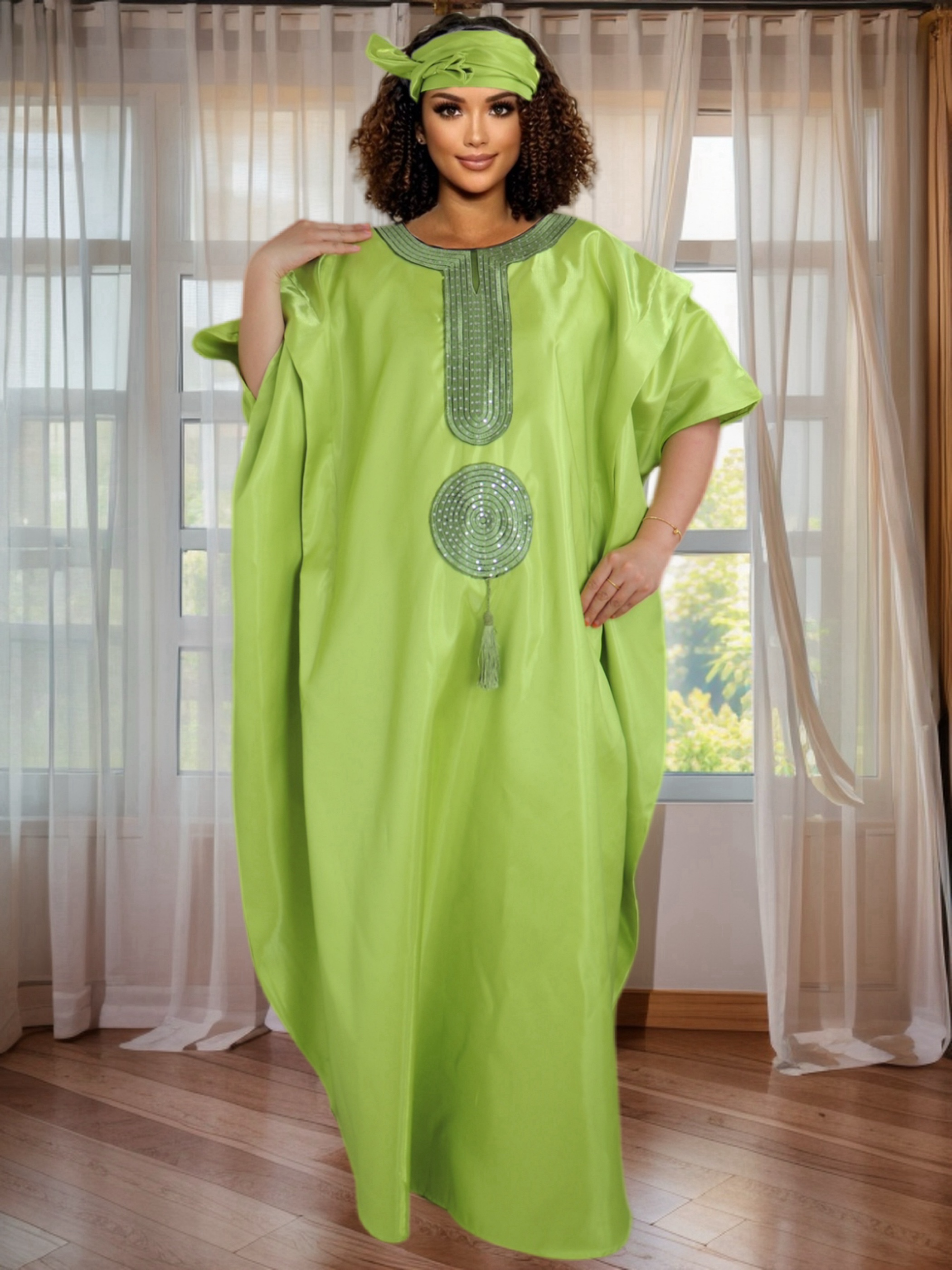 Floral Embroidered Dress Plus Size African Party Dresses for Women Loose Oversize Sundress Robe