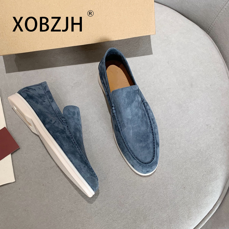 No Logo-Luxury Designer Suede Leather Men's Loafers Spring and Autumn Casual Soft Sole High Quality Cashmere Trends Flat Shoes
