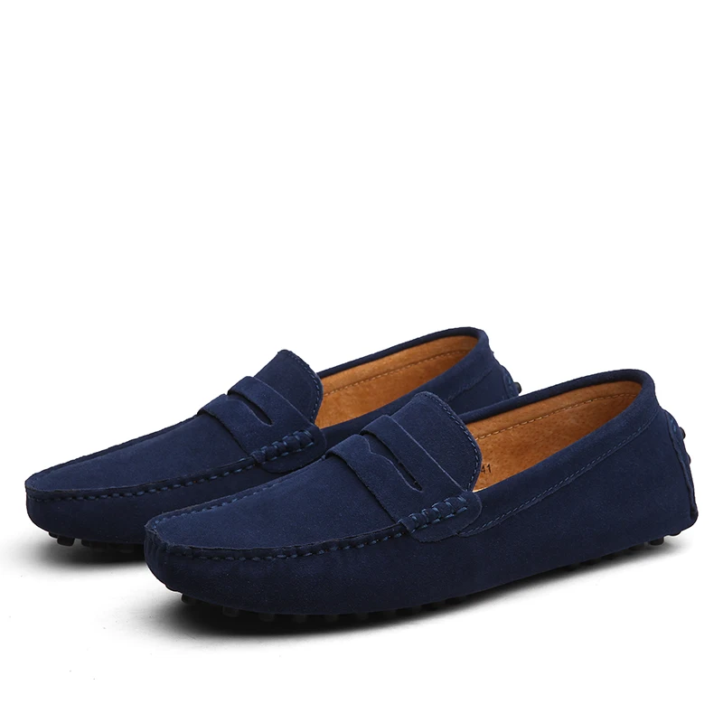 High Quality Suede Men Casual Shoes Non-slip Mens Driving Shoes Slip on Flats Loafers Leather Shoes 10 Colors Size 38-49
