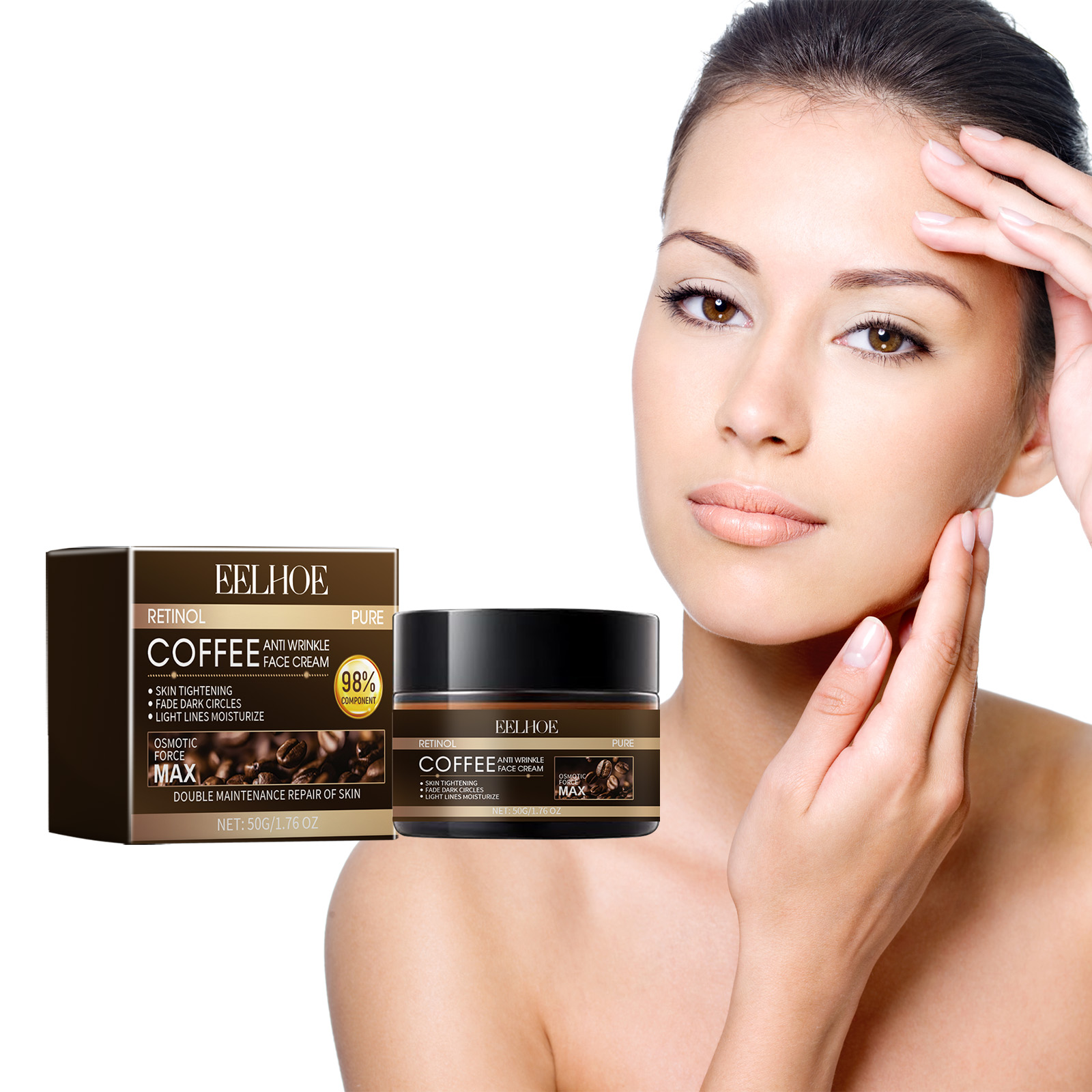 Retinol Coffee Face Cream Moisturizing Nourishing Repair Face Damaged Brighten Facial Cream Beauty Healthy Skin Care Product 50g