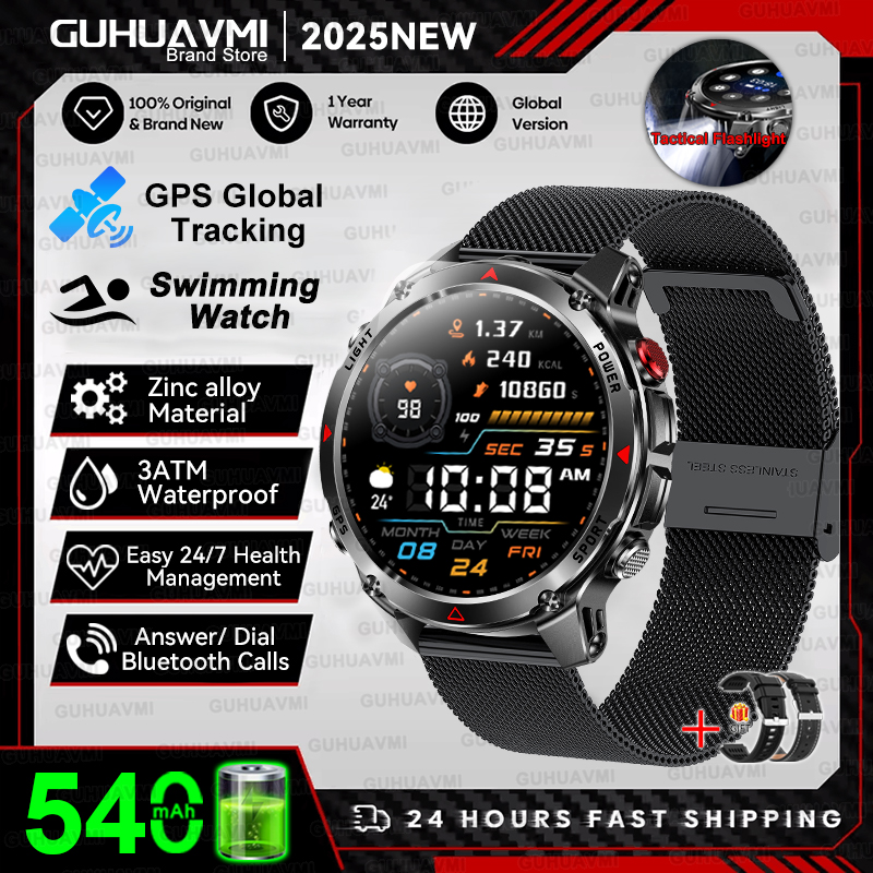 2025 New Professional GPS Sports Smart Watch Outdoor RIDE Run GPS track Swim Watchs Compass Altimeter 3ATM Sports Bracelets Men