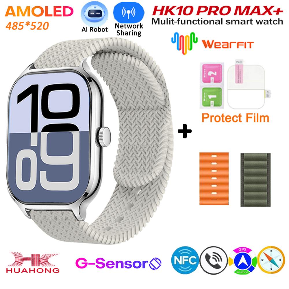 2025 HK10 Pro Max Plus GEN2 SmartWatch Original Series 10 AI ROBOT AMOLED NFC Compass GPS 4GB Local Album Music Network Watch