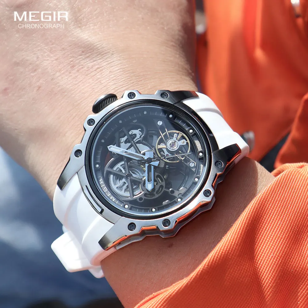 MEGIR 2243 Sport Automatic Movement Men's Watch Fashion Luxury Tourbillon Mechanical Watches for Men Relogios Masculino Relogio