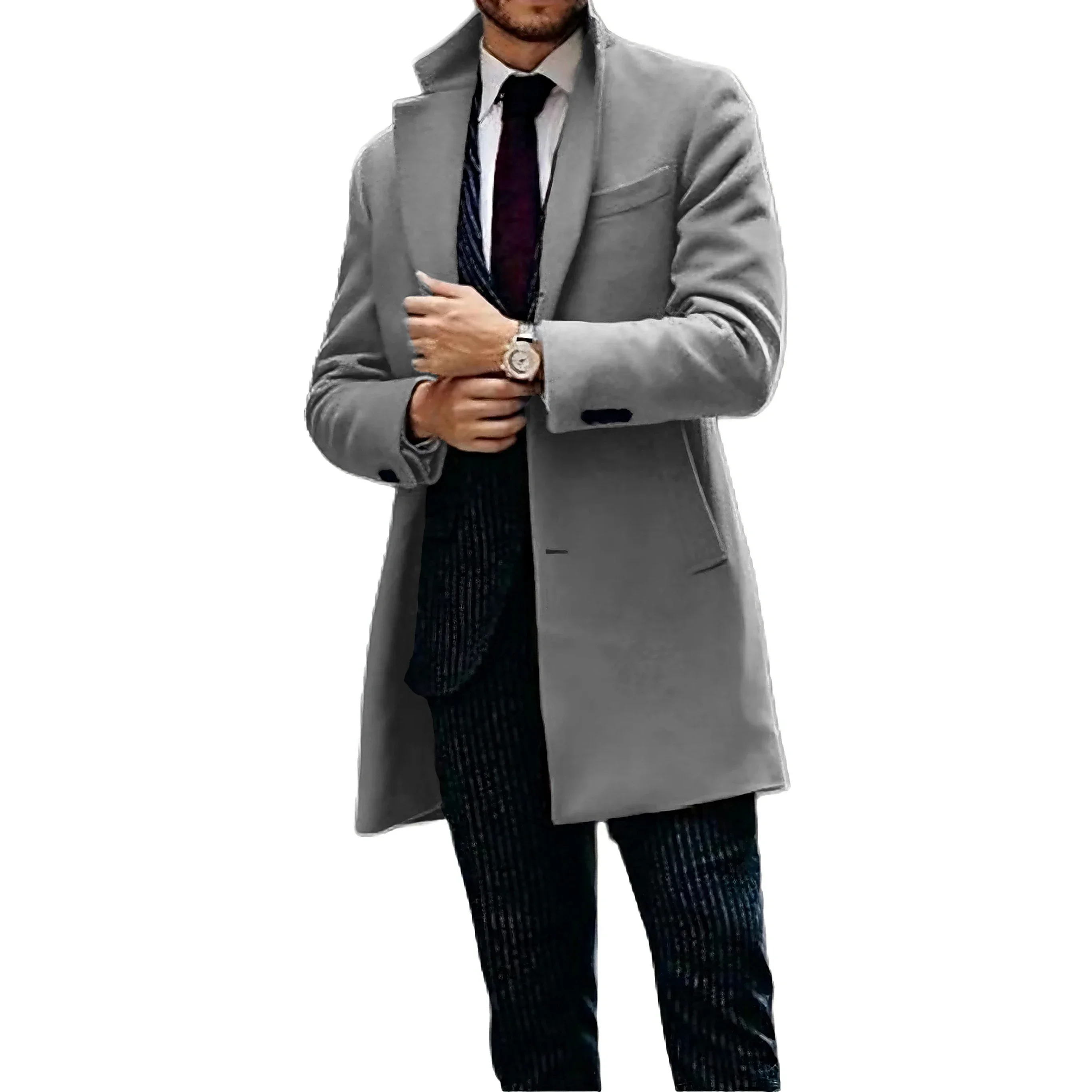 Comfy Man Trench Coat Customized Notched Lapel Single Breasted High Quality Gentleman Business Prom Stylish Men Winter Jacket