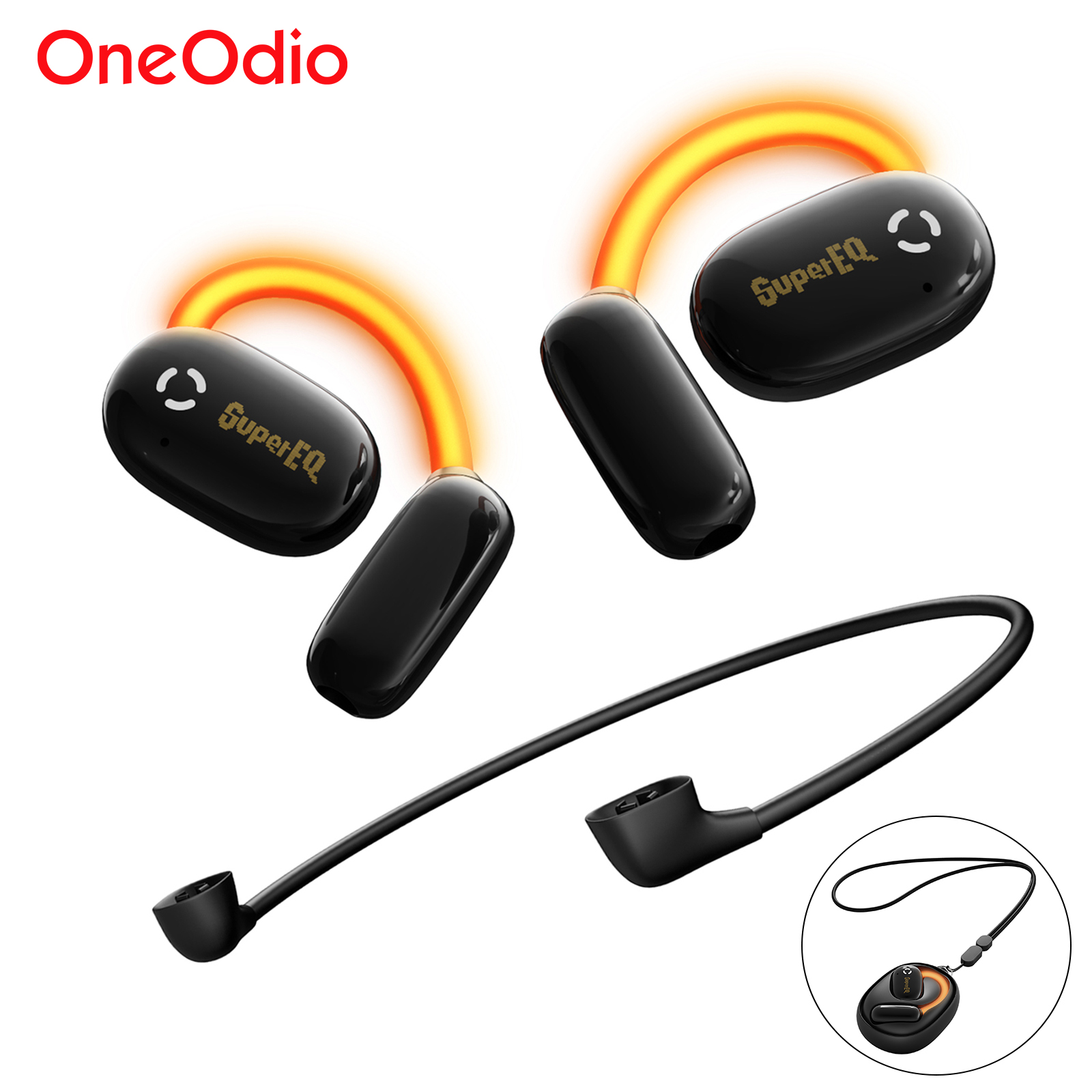 Oneodio SuperEQ D72 Open-Ear Earphones Wireless Bluetooth 5.4 Neckband Headphones IPX4 Air Conduction Sports Earbuds APP Control