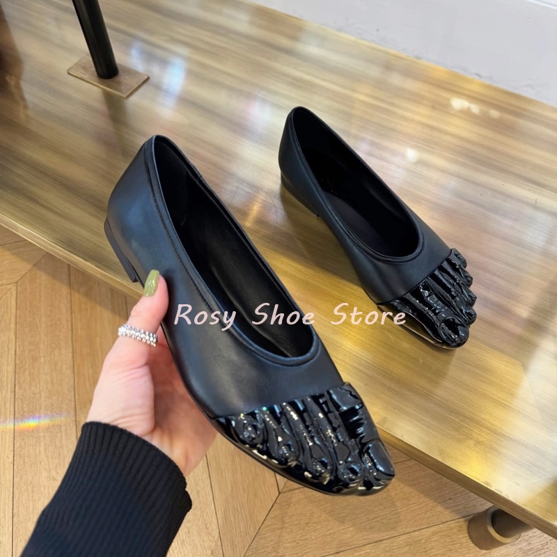 Peculiar Five Toe Design Black Apricot Leather Shallow Mouth Women's Casual Shoes Spring Autumn Flat Slip On Street Style Shoes