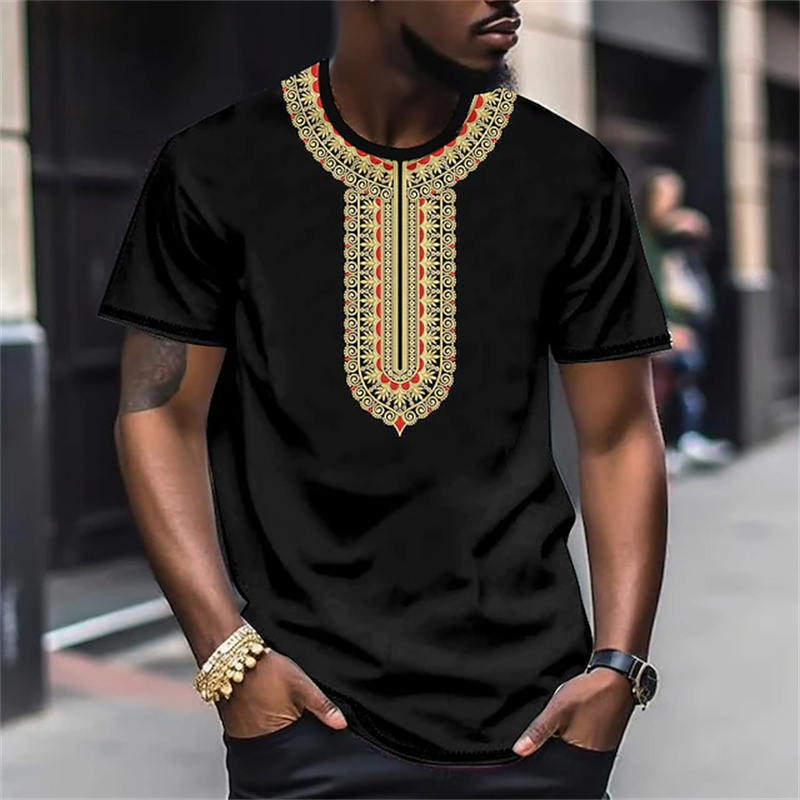Harajuku 3D African Dashiki Tribal Print T Shirt Ethnic Patterns Graphic Tee Shirts Kid Fashion Short Sleeves Cool Mens Clothing