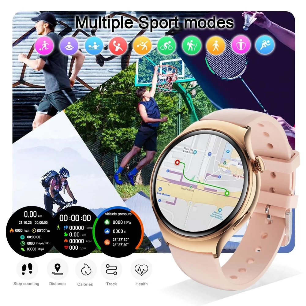 2025 New Lady Fashion Smart Watch women AMOLED HD Screen GPS Heart Rate Bluetooth Call Waterproof Outdoor SmartWatch For Xiaomi
