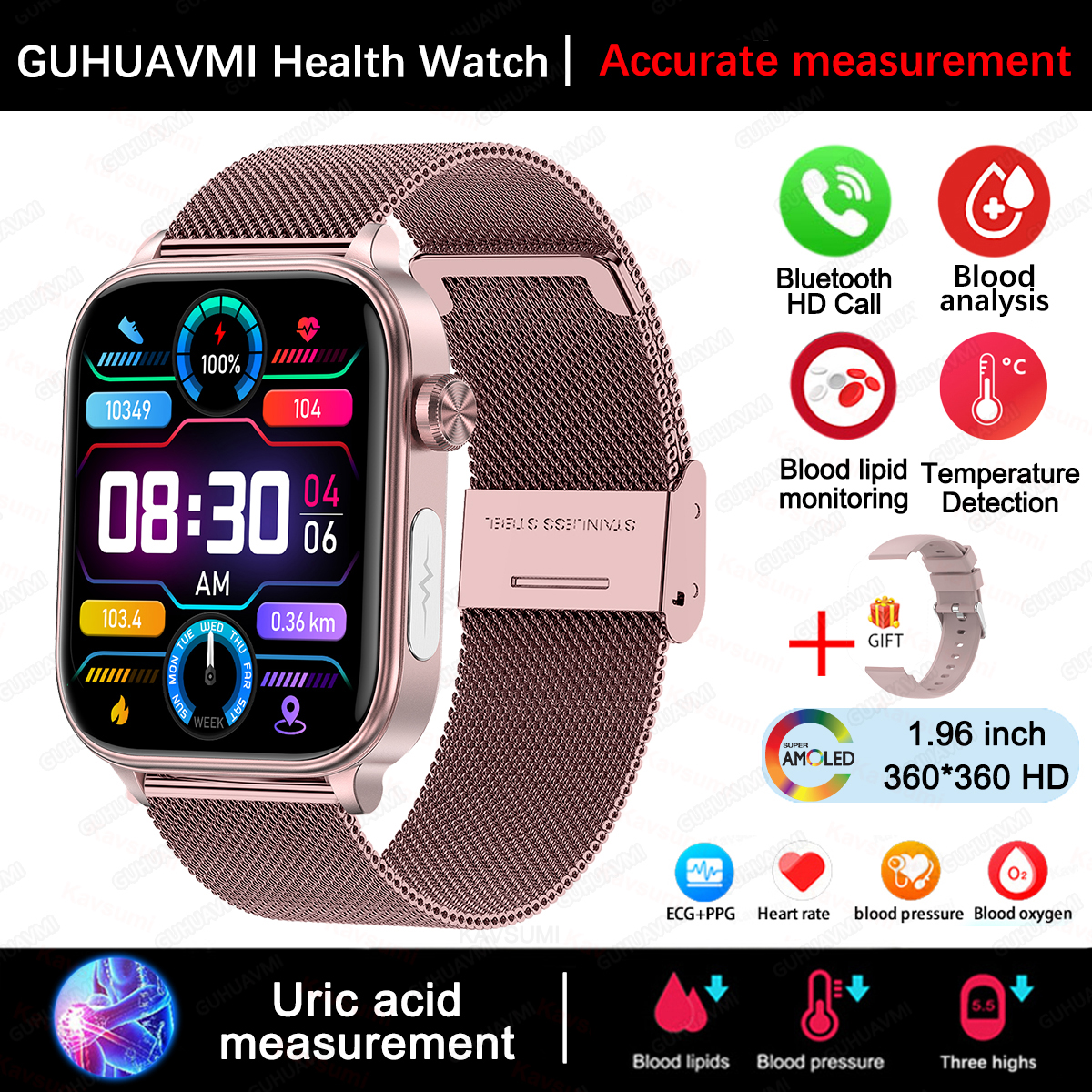 2025 New For XIAOMI ECG+PPG Blood Fat Uric Acid Health Smartwatch Men Women Heart Rate Blood Pressure Bluetooth Call Smart Watch