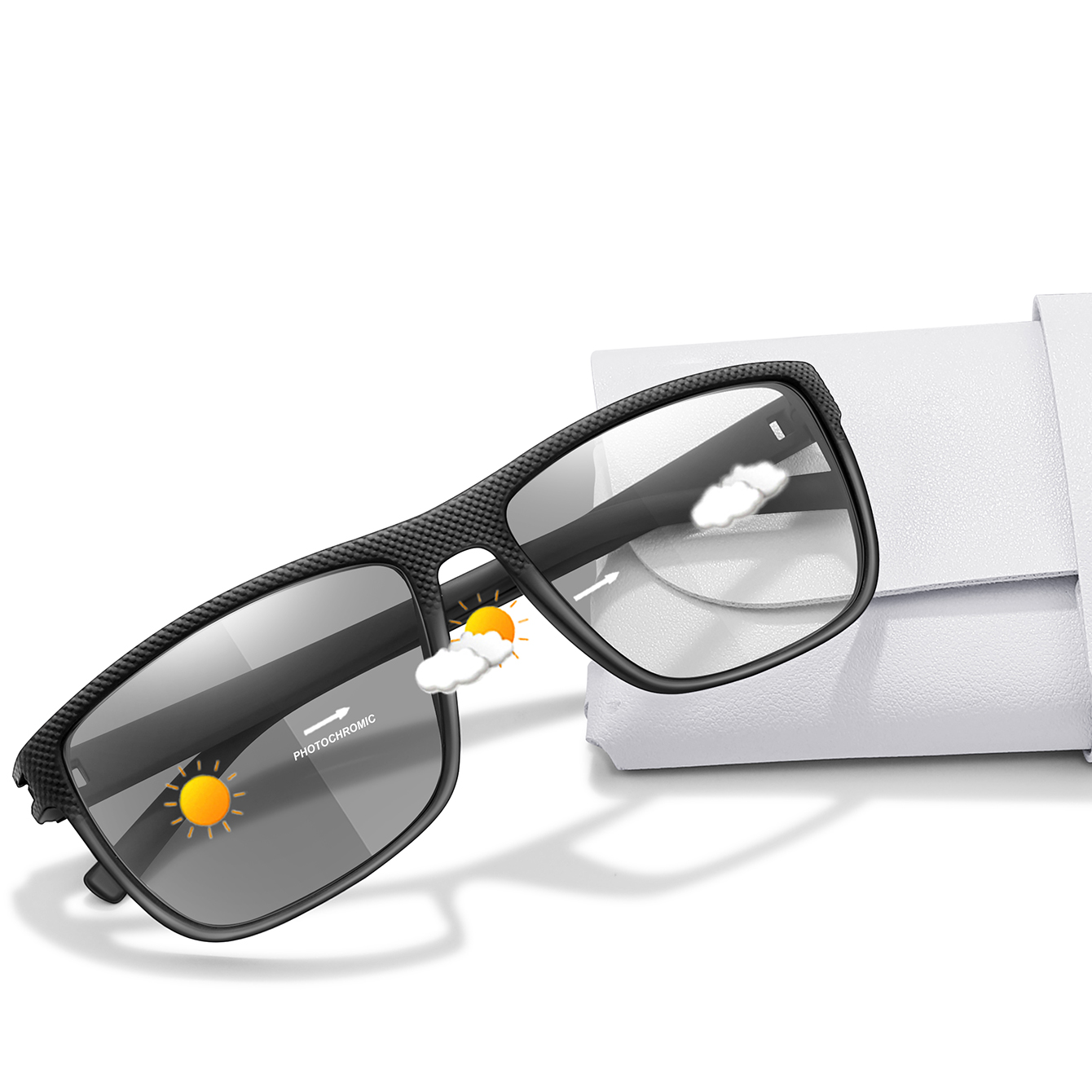 Ultra-Lightweight Rectangular Photochromic Reading Glasses Presbyopic Spectacles for Middle-Aged Elderly Daily Wear Surf