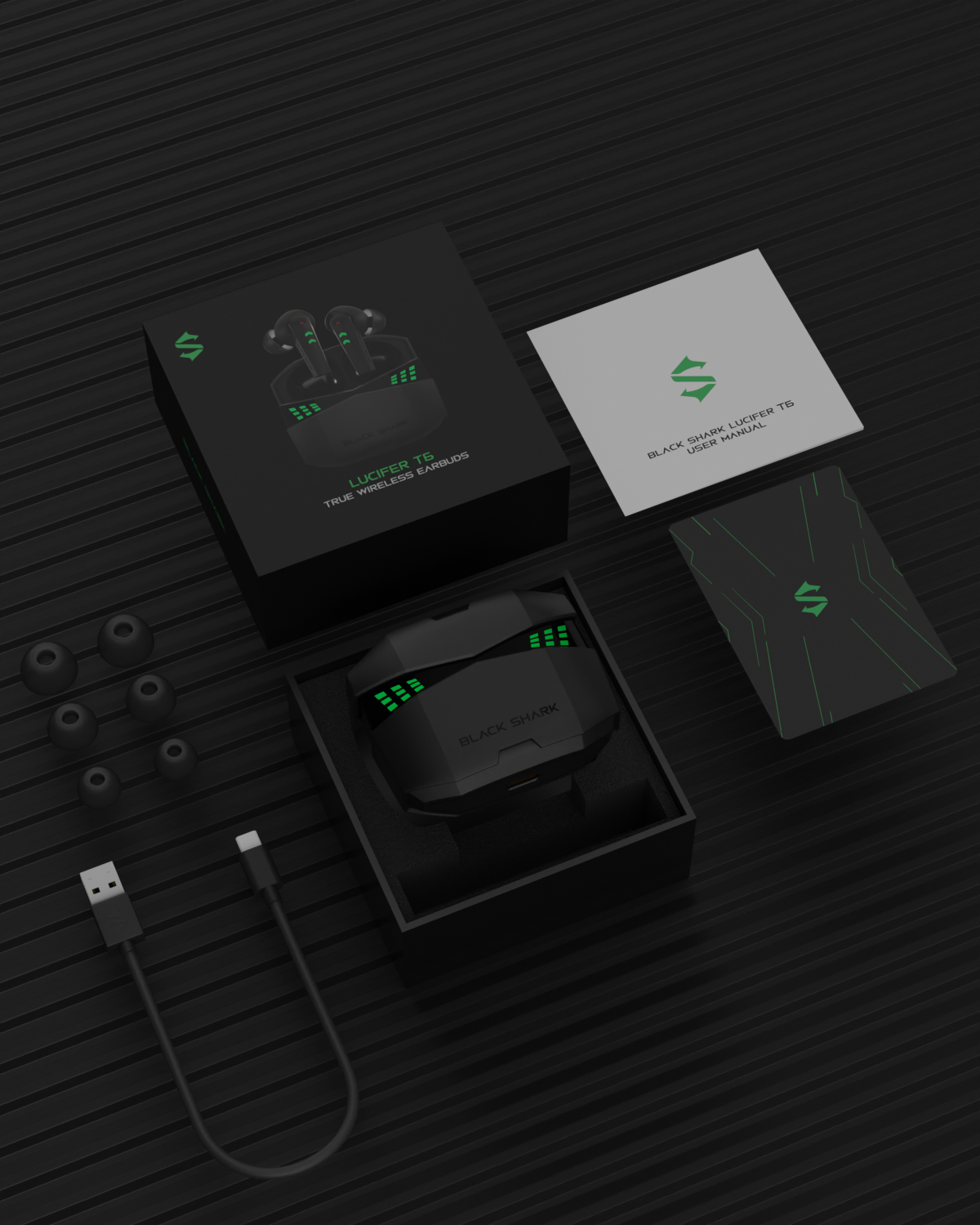 Black Shark  Lucifer T6 Wireless Gaming Earbuds with Bluetooth 5.2, IPX5 Waterproof, 26h Listening Time