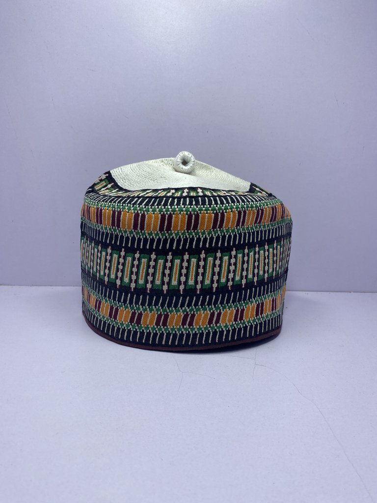 Orange Rawaram – Hausa/Fulani Cap, Kufi, Handwoven Cap, Zawa