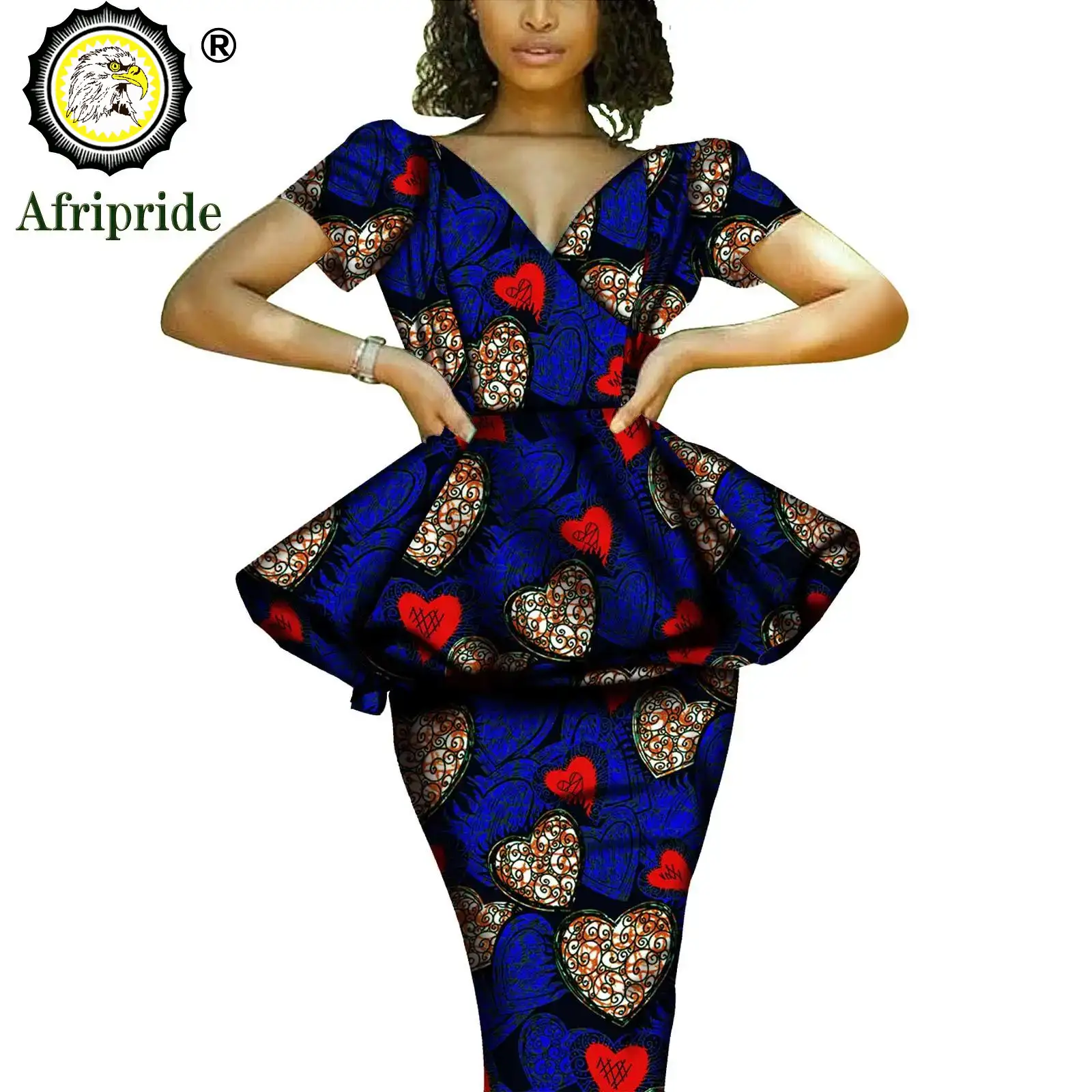 African 2 Piece Set for Women Dashiki Tops Print Skrit  Ankara Clothing Wax Attire Blouse Shirt AFRIPRIDE S1926004