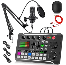 Professional Live Sound Card Live Broadcast Equipment DJ Device  with Microphone Set Games Music Recording Live Streaming Device