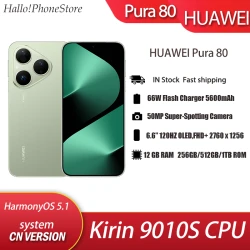 HUAWEI Pura80 6.6 120HZ OLED Kirin 9010S CPU Octa Core HarmonyOS 5.1 IP68 50MP OIS Cameras NFC OTA 66W Fast Charge 5600mAh PURA