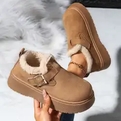 Autumn Winter Thick Sole Plush Snow Boots Women Comfy Warm Fleece Lining Ankle Boots Woman Anti Slip Platform Cotton Shoes Mujer