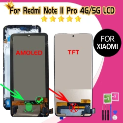 6.67" AMOLED LCD For Xiaomi Redmi Note 11 Pro 4G LCD Display Touch For Redmi Note 11 Pro 5G 21091116I  2201116SG Screen Assembly