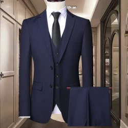 High Quality Wedding Groomsmen Suit 3 piece (Jacket+Vest+pants) Men Simple Business Elegant Fashion Job Interview Gentleman Suit