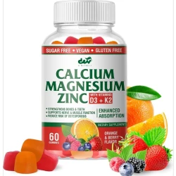 Calcium magnesium zinc gummies contain vitamin D3 and K2- highly effective in enhancing absorption - orange and berry flavors