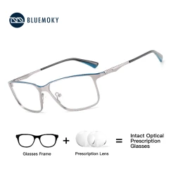 BLUEMOKY Metal Eyebrow Prescription Glasses for Men Stylish Square Photochromic Optical Eyeglasses Progressive Eyewear