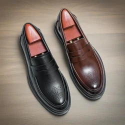 High Quality Casual Business Leather Shoes Men Wedding Social Leather Men’s Dress Shoes British Formal Carving Men Block Shoes