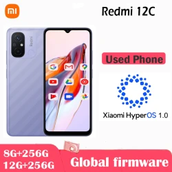 Global firmware Original Xiaomi Redmi 12C Smartphone HyperOS 1.0 5000mAh  Battery Octa Core 50MP 6.71'' 4G Used Phone
