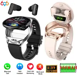 2 In 1 TWS Headset Smart Watch 1.39" Men Women Sport Fitness Heart Rate Health Watches Earphone Noise Reduction Music Smartwatch