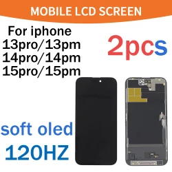 2PCS Soft OLED 120HZ  For iPhone 13 promax  OLED Display For iPhone 13 14 15pro max Touch Digitizer Assembly Replacement Screen
