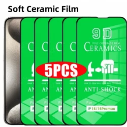 5PCS HD Soft Ceramic Film For IPhone 15 Pro Max 16ProMax Full Cover Protective Film For iPhone 13 11 Screen Protector Not Glass