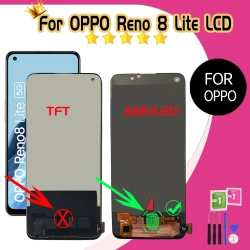 100% Tested LCD For OPPO Reno 8 Lite Screen Display CPH2343 Reno 8 Lite LCD Touch Digitizer Assembly Replacement 2400*1080