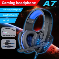A7 Bass Gaming Headset with Mic Over-Ear Headphones Stereo Sound Gamer Video Game Noise Cancelling for PC Gaming Headset Esports