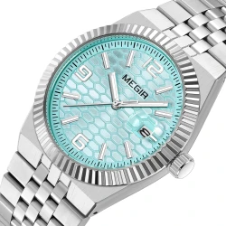 MEGIR Quartz Watch for Men Fashion Simple Business Style Analog Wristwatch with Stainless Steel Strap Date Luminous Hands