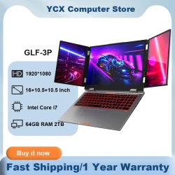 GLF-3P Triple Screen Gaming Laptop 16+10.5+10.5‘’ Touchpad Intel Core i7 computer 1260P 64GB RAM 2TB fingerprint+face Laptops