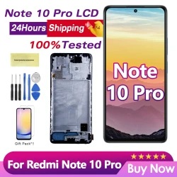 AMOLED LCD For Xiaomi Redmi Note 10 Pro LCD Display Touch Screen Digitizer Assembly M2101K6G M2101K6R Screen Display Replacement