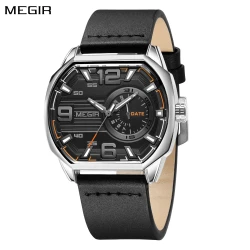 MEGIR Relogios Masculino Fashion Men's Sports Watches Luxury Leather Quartz Wristwatch Man Casual Wrist Watch Clock Montre Homme