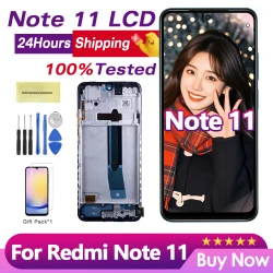 6.43"TFT LCD For Xiaomi Redmi Note 11 LCD Display Touch Screen Digitizer Assembly 2201117TG 2201117TI LCD Screen Replacement