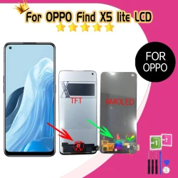 6.43" AMOLED For Oppo Find X5 Lite LCD CPH2371 Display Touch Screen Digitizer For Find X5Lite With fingerprints Panel Assembly