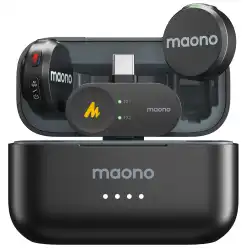 Maono Wave T5 Wireless Lapel Microphone Mini Voice Filter Noise Cancellation for Video Recording Streaming fit for Phones Camera