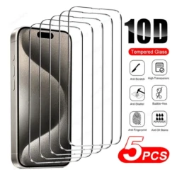 5Pcs Tempered Glass Screen Protector for IPhone 16 15 14 13 12 11 Pro Max 12 13Mini XS XR X 8 7 6S Plus SE 2022 Clear Film Cover