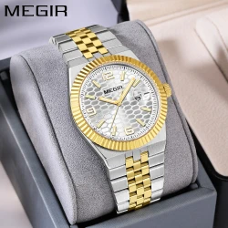 MEGIR New Men Watches Luxury Top Brand Business Waterproof Quartz Watch for Man Stainless Steel Luminous Male Date Wristwatch