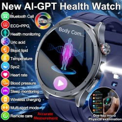 2025 New Body Fat Analysis Health Smart Watch ECG+PPG Uric Acid Blood Pressure Blood Oxygen Clock Call Smart Watch For Men Women