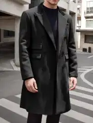 Fashion High Quality Customized Tuxedo Suit for Men Peak Lapel Trench Coat Double Breasted Winter Jacket for Banquet Business