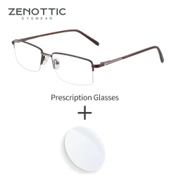ZENOTTIC M Size Half Rim Square Prescription Glasses For Men Modish Metal Anti Blue Light Photochromic/Myopia Optical Eyewear