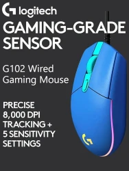 Logitech G102 LIGHTSYNC RGB Gaming Mouse Wired 8000 DPI 6 Programmable Buttons for PC Laptop