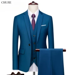 Elegant Suits For Men Wedding 3 Pieces 2 Set Luxury Fashion Classic Full Jackets Vest Pants Blazers Outfit 2024 Formal Costume