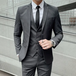 Explosive new fashion lapel solid color suit three-piece business professional formal wear handsome men exclusive