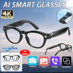 New 4K 800W HD AI Smart Camera Glasses Video Recording Voice Assistant Control Translation Bluetooth Calls Color-change Lenses